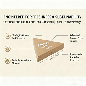 Cajas de Cartón Kraft para Porciones de Pizza, Desechables, Ecológicas, de Grado Alimenticio, para Comida para Llevar, Personalizables con Logotipo y Tamaño - Product Image 3