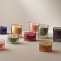 Vente en gros de bougeoirs en verre parfumé personnalisés en borosilicate de haute qualité, pot à bougie en verre vide