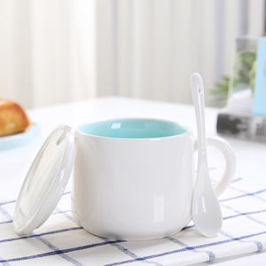 Taza <span class=keywords><strong>de</strong></span> Cerámica con Diseño Creativo <span class=keywords><strong>de</strong></span> Animales <span class=keywords><strong>de</strong></span> Dibujos Animados, con Tapa y Cuchara, Pintada a Mano en 3D, para Sopa o Café - Product Image 1