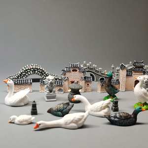 Mini Maison Mousse Terrarium Colline Montagne Pont Oie Résine Artisanat Ornement Cour Chinois <span class=keywords><strong>Fengshui</strong></span> Miniatures Zen Jardin Statue - Product Image 2