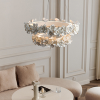 Lustre en fer de luxe de style français, design floral crème, pour salon et chambre à coucher, éclairage LED