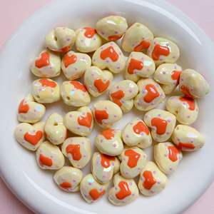 ลูกปัดลูไซท์รูปหัวใจวาดด้วยมือลายการ์ตูนสำหรับกำไลข้อมือ DIY สายรัดข้อมืออะคริลิคแบบรูตรงลูกปัดหลวม - Product Image 6