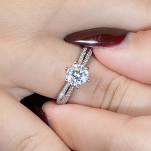 Bague de Fiançailles et de Promesse en Argent Sterling 925 Plaqué Or Blanc 14K avec Diamant Moissanite VVS Certifié GRA 1 Carat pour Femme - Vente en Gros - Product Image 5