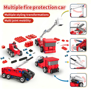 Ensemble de blocs de construction de camions de pompiers, 279 pièces, plastique ABS, 6 modèles, une boîte, hélicoptère de sauvetage, véhicule d'urgence, <span class=keywords><strong>jouet</strong></span> éducatif DIY pour enfants - Product Image 3