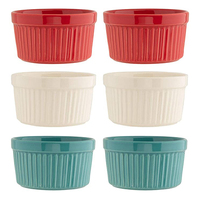 Ramequins en porcelaine gaufrée, 4 oz, blancs, en céramique, pour crème brûlée et soufflés, en grès émaillé, compatibles micro-ondes