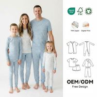 Pyjamas de famille OEM pour femmes, ensemble assorti 2 pièces pour enfants, pyjama en bambou mignon, grenouillère bébé à fermeture éclair