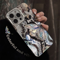 Coque de protection pour téléphone portable 16 17 Promax avec motif artistique papillon et python pour iPhone 14 15