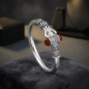 <b>Men's</b> Fashion Silver <b>Bangle</b> with Rudraksh Elegant <b>Men's</b> Accessory - Product Image 3