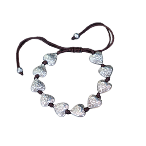 Vente en gros de bracelets en alliage plaqué argent thaïlandais antique avec cœur d'éléphant tissé à la main pour hommes et femmes - Product Image 1