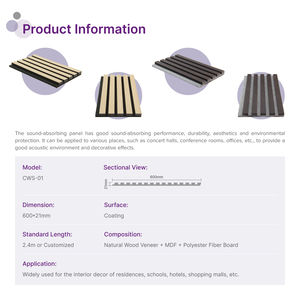 Panneau de panneaux muraux en bois à lattes acoustiques en chêne naturel pour le bureau à domicile - Product Image 3