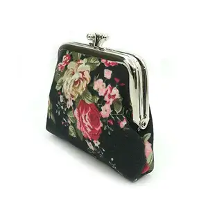 Hot Sale Fashion Design Cute Floral Buckle Coin Purses Pouch Kiss Lock Change Purse Wallets for Women