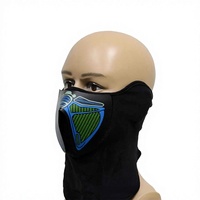Masque de fête LED en PVC semi-transparent avec motif de cœur rond de dessin animé, activé par le son, pour DJ et événements festifs
