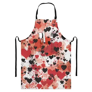 Kitchen Aprons for Women Valentine's Day Themed Design Household Cleaning Apron Home Chefs Cooking Baking Uniform for Children