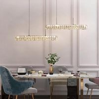Lustre moderne en cristal pour table à manger, décoration de bar, luminaire de luxe, lampe de plafond pour pièce, luminaire suspendu en acier inoxydable