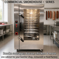 Four à fumer pour poulet 9 niveaux en acier inoxydable avec porte vitrée 200 ℃   Boîte à fumée pour rôtir la volaille, usage commercial