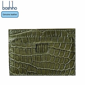 Porte-cartes personnalisé Boshiho avec logo, en cuir véritable, motif crocodile, portefeuilles pour hommes, portefeuilles décontractés pour affaires - Product Image 1