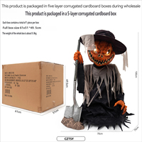 Nouvelle figurine d'horreur électrique à capteur de mouvement, citrouille sauteuse, décoration de fête d'Halloween pour cour, accessoire transfrontalier