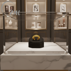 Anillo Ancho de Acero Inoxidable con Diseño Geométrico Hueco y Baño de Oro de 18K para Mujer, de UM JEWELRY - Product Image 3