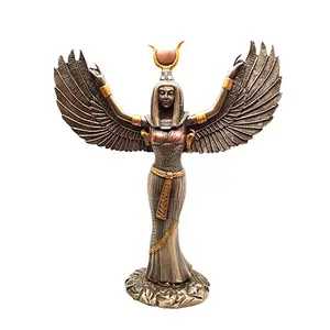 सुंदर उच्च गुणवत्ता धातु मिस्र चित्रा मूर्तिकला पंखों वाला आईएसआईएस मिस्र के देवी पीतल कांस्य मिस्र प्रतिमा