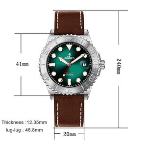 Reloj mecánico importado de hora de salto para hombre, carcasa de acero inoxidable, correa de cuero, gran oferta, reloj automático analógico de buceo, 41mm Miyota - Product Image 5