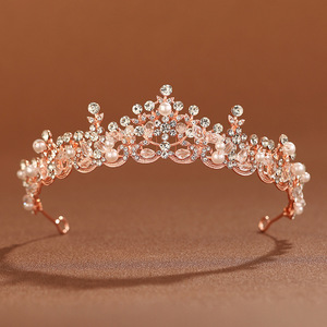 <span class=keywords><strong>Diadème</strong></span> de luxe coréen plaqué or avec perles et cristaux, couronne de mariée délicate en forme de feuille, accessoire de tête pour mariage et bal de promo, esthétique raffinée - Product Image 3
