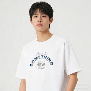 T-shirt à manches courtes et col rond en coton imprimé pour hommes, Q185 - Product Image 1