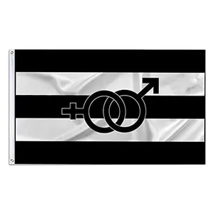 Goedkope Polyester 3X5 Ft Zwart-Wit Heteroseksuelen Vlag Bannerbord Met Koperen Doorvoertules Voor Rechte Pride Parade