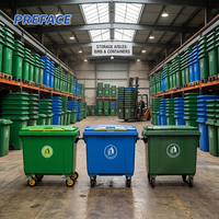 Grand bac à déchets mobile en plastique HDPE pour extérieur, 4 roues, avec couvercle/pédale
