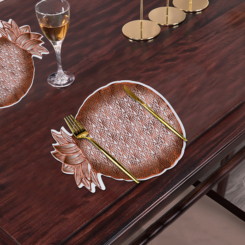Rose Gold Flower Shape Irregular Eco PVC Placemats For Dinning Table