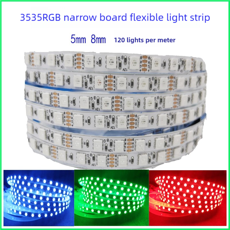 Flexible LED 3535RGB Narrow Board Light Strip 10m Multi-Color Temperature IP20 Rated Dimmable 24V Home Use