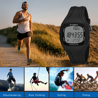 SYNOKE jam tangan Digital untuk pria, arloji LED kronograf Pedometer tahan air olahraga untuk laki-laki