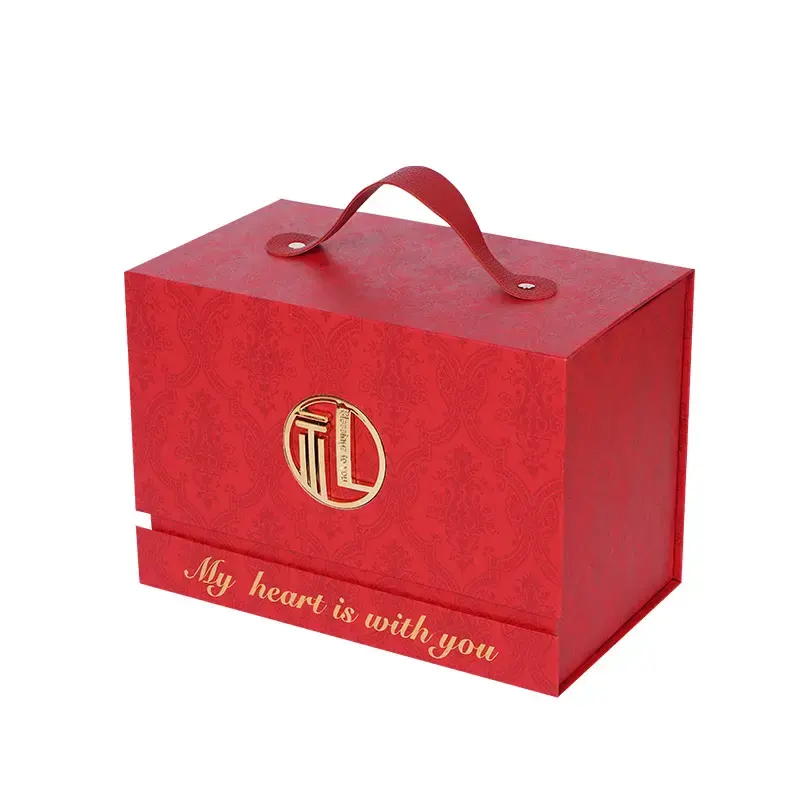 Metal personalizado logotipo Premium vermelho grande capacidade Gift Box