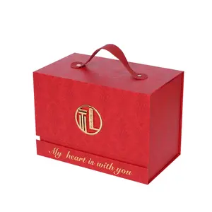 Metal Customized Logo Premium Red Large Capacity Gift Box