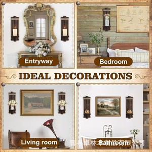 Cross-border wooden candlestick <b>wall</b>-<b>mounted</b> <b>shelf</b>, homestay <b>wall</b> ornament, ebony country style candlestick - Product Image 4