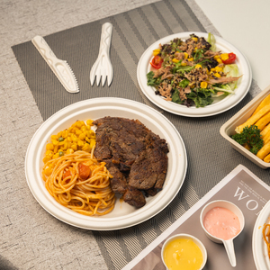 Wedding Birthday Party Outdoor Biodegradable Bagasse <strong>Disposable</strong> <strong>Plates</strong> Eco Friendly Compostable Dinnerware - Product Image 3