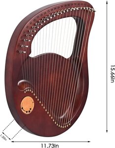 Arpa Lira a 24 Corde in Legno Massello di Mogano con Chiave di Accordatura, Plettri e Corde Extra per Principianti - Product Image 6