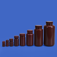 Botol Plastik HDPE Amber untuk Laboratorium 5ml-1000ml Botol Sampel HDPE Mulut Lebar dengan Tutup Sekrup