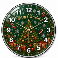 Horloge murale Happy New Year, 30 cm, cadran rond en verre imprimé, design feux d'artifice, horloges murales pour la décoration de bar, club, café, hôtel