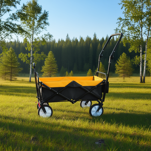 Chariot utilitaire d'extérieur Db à 4 roues, pliable, chariot de jardin pliable, chariot à main en métal jaune pour le camping et la randonnée - Product Image 2