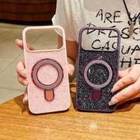 Coque de téléphone de luxe anti-chute avec support à paillettes diamantées, la plus vendue, pour iPhone 17 15 14 13 12 11 et Samsung