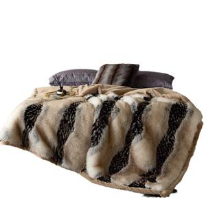 Chăn lông cáo giả cao cấp màu vàng, họa tiết trơn, dệt kiểu Raschel sang trọng, kích thước dùng cho mùa đông, xuất khẩu. - Product Image 5