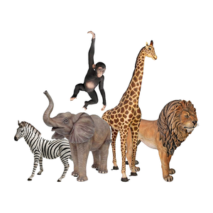 Statue d'animal grandeur nature en fibre de verre, ensemble de sculptures d'animaux girafe, éléphant, tigre, zèbre pour accessoires de fête sur le thème du safari - Product Image 6