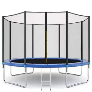 Nueva ronda 10FT 12FT grandes deportes Fitness trampolines recreativos con red de seguridad de escalera y trampolín interior al aire libre antioxidante