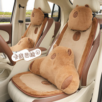 Coussin de siège en peluche épais pour toutes les saisons Appui-tête Capybara en peluche pour siège de voiture Coussin lombaire chauffant intégré Fournitures