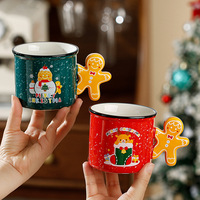 Tasses à café en céramique écologiques et résistantes au micro-ondes, motif bonhomme de pain d'épices de Noël, pour couples et usage domestique, vente en gros