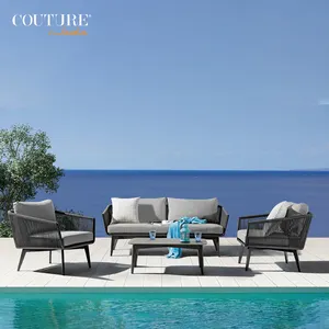 Couture conjunto de sofá de pátio moderno, mobiliário interno e externo, conjunto de sofá de jardim ao ar livre e móveis