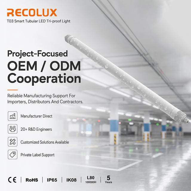 Recolux 1500mm T03 Smart Tubular LED Tri-Proof Light OEM ODM Customized Solution for Importers Distributors and Contractors