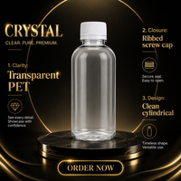 Flacon vide en PET transparent à large ouverture pour sirop liquide oral, avec bouchon à vis, emballage pharmaceutique, flacon en plastique pour médicaments