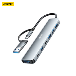 Aspor A781 7-in-1 <span class=keywords><strong>hub</strong></span> di động đa chức năng nhôm <span class=keywords><strong>USB</strong></span> C <span class=keywords><strong>HUB</strong></span> Docking Station cho máy tính xách tay máy tính <span class=keywords><strong>USB</strong></span> Adapter - Product Image 1