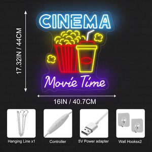 Cinema Movie Time Letreros Neon LED indoor hanging ambient light shop <b>sign</b> wall decoration light entrance indicator light 5V 12V - Product Image 4